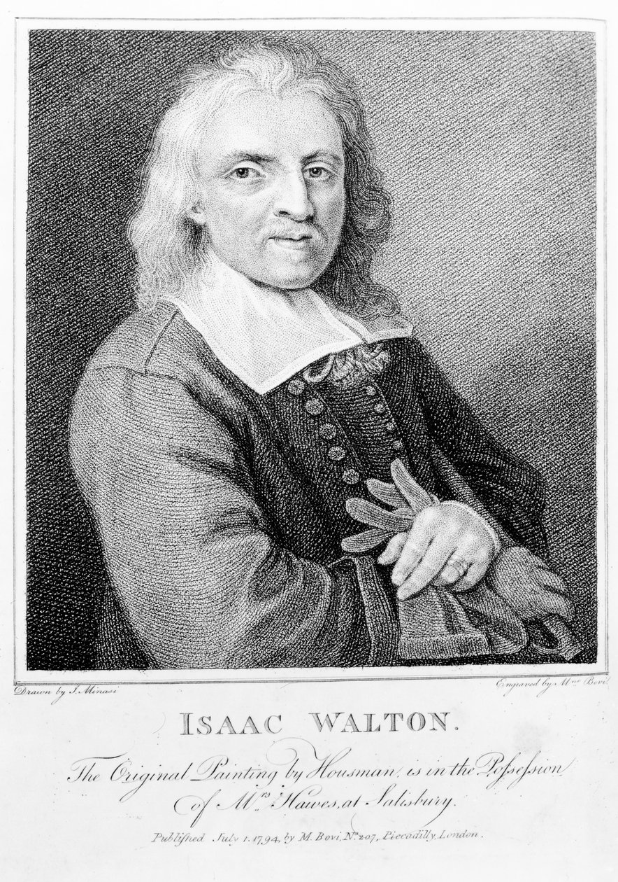 Isaac Walton (1593-1683) portréja, amelyet Marino Bovi (1758-1805) vésett, 1794 alkotó: Jacob Huysmans