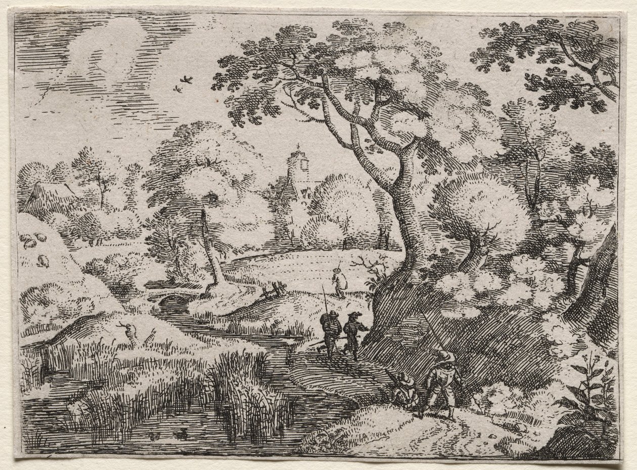 Hat táj: ösvény a mocsár és az erdős part között, c. 1595. alkotó: Jacob I Savery