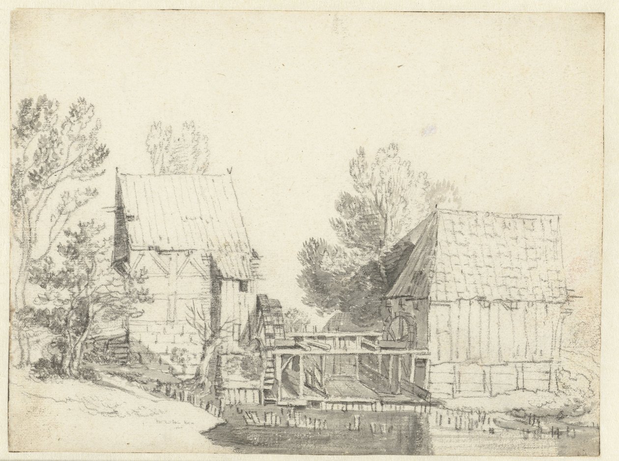 Kilátás két vízimalomra alkotó: Jacob Isaacksz van Ruisdael (school of)