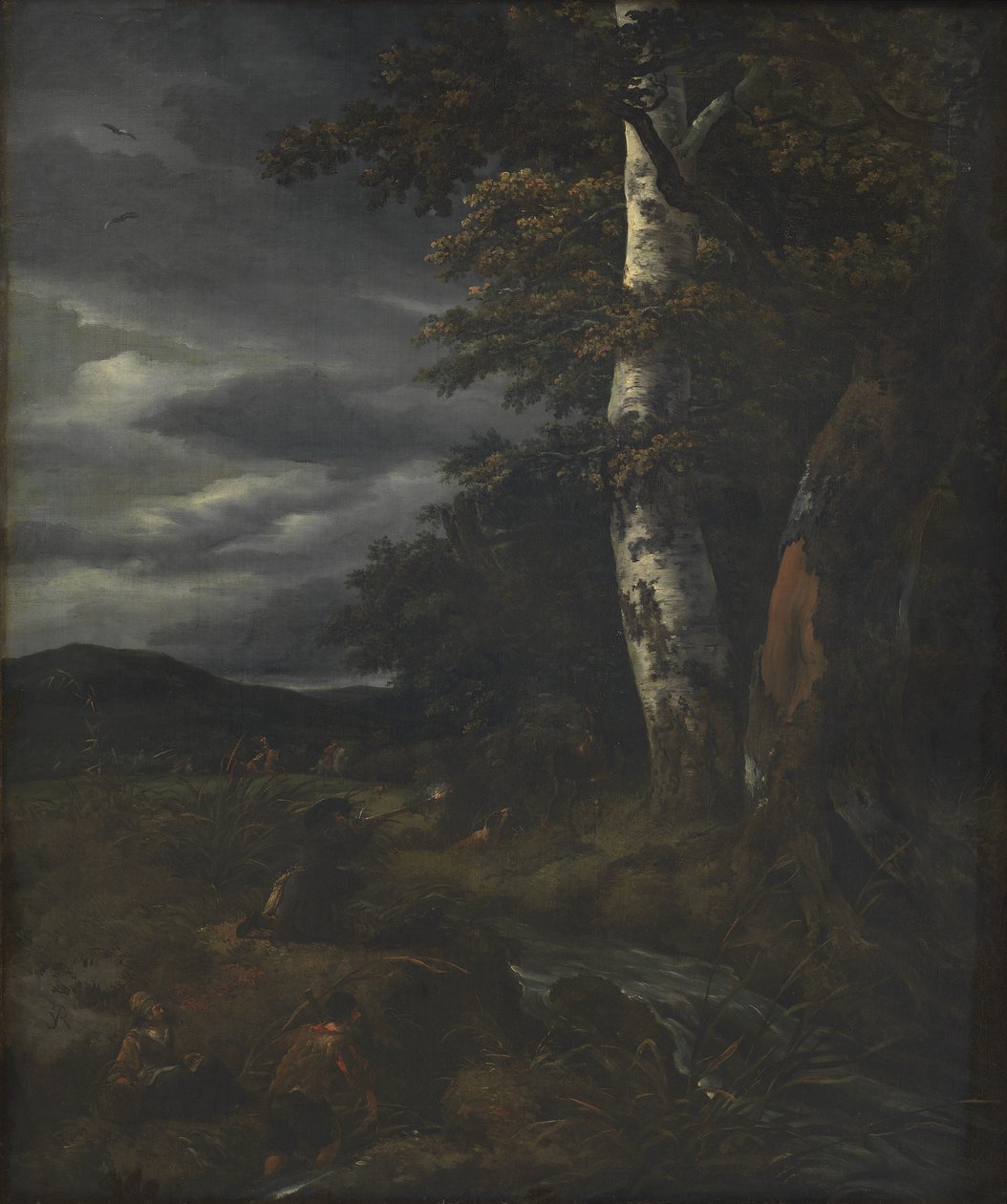 Táj egy vadászati jelenettel alkotó: Jacob van Ruisdael
