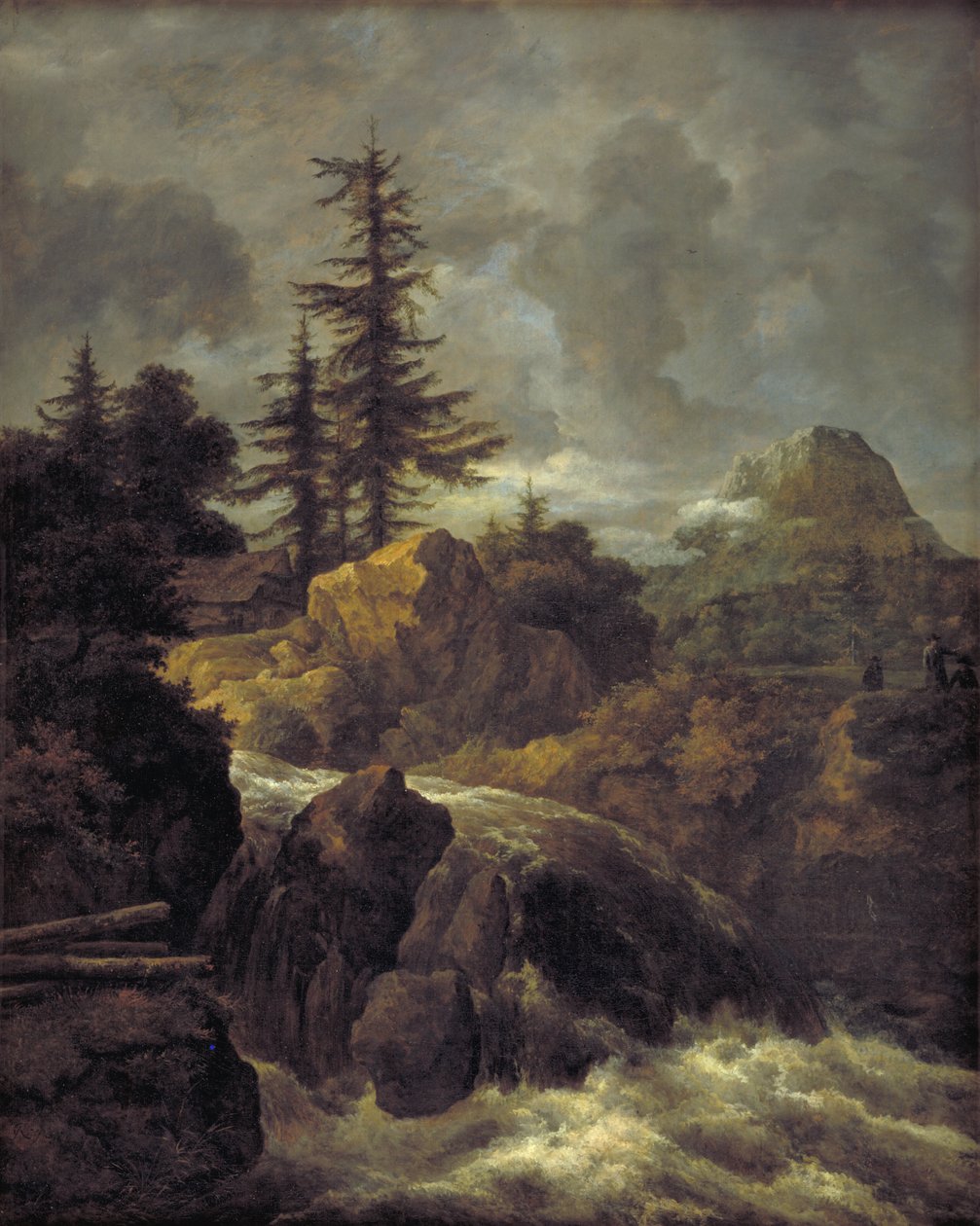 Táj vízeséssel és kunyhóval alkotó: Jacob van Ruisdael