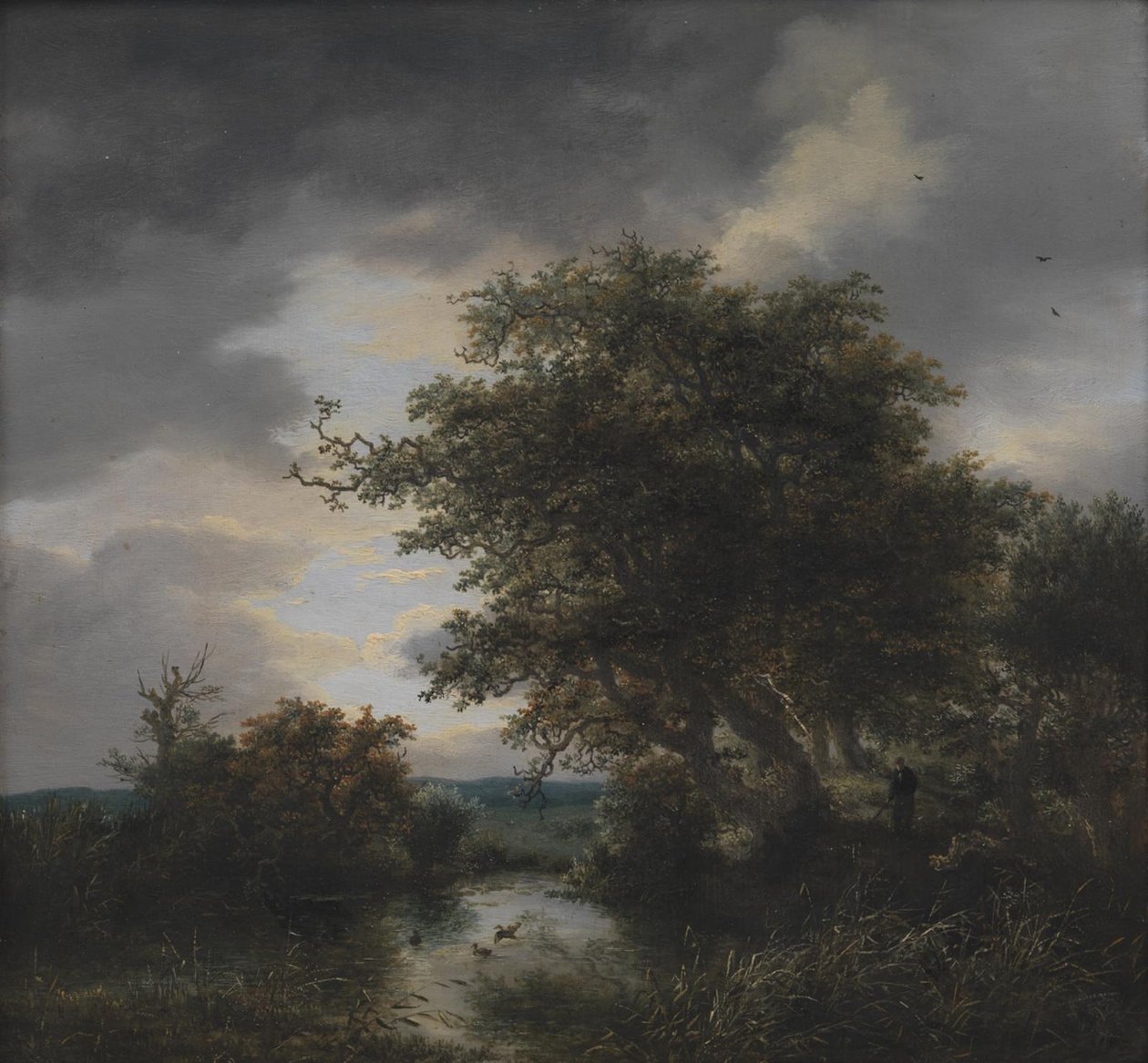 Tölgyfák egy tó mellett alkotó: Jacob van Ruisdael