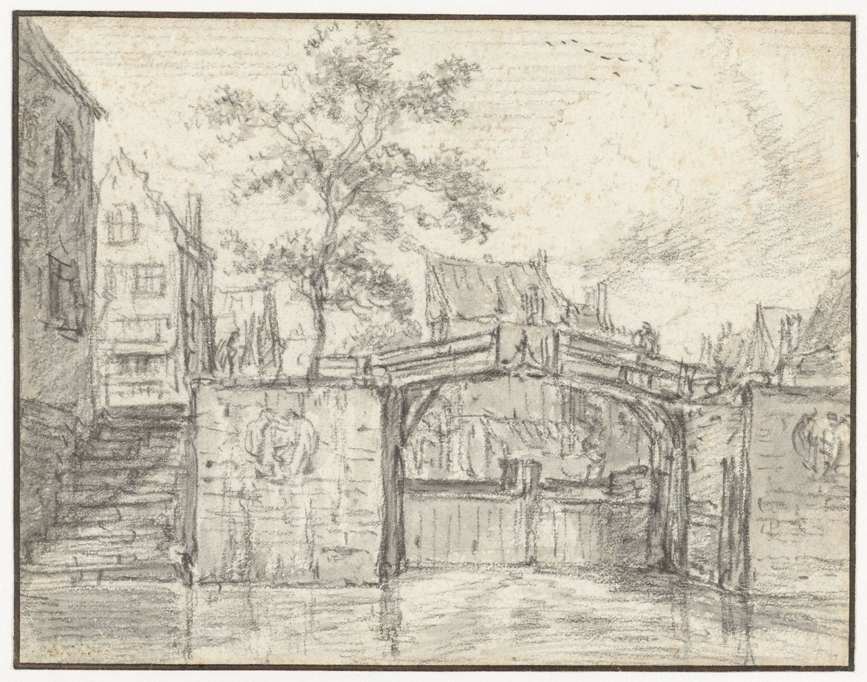 Az Oude Haarlemmersluis (régi haarlemi zár) a Martelaarsgrachton, Amszterdamban alkotó: Jacob van Ruisdael