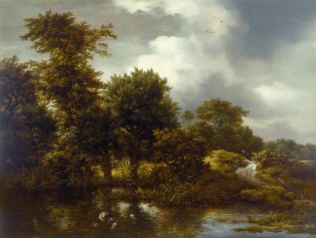 Erdős táj tóval, 1640-es évek vége alkotó: Jacob van Ruisdael