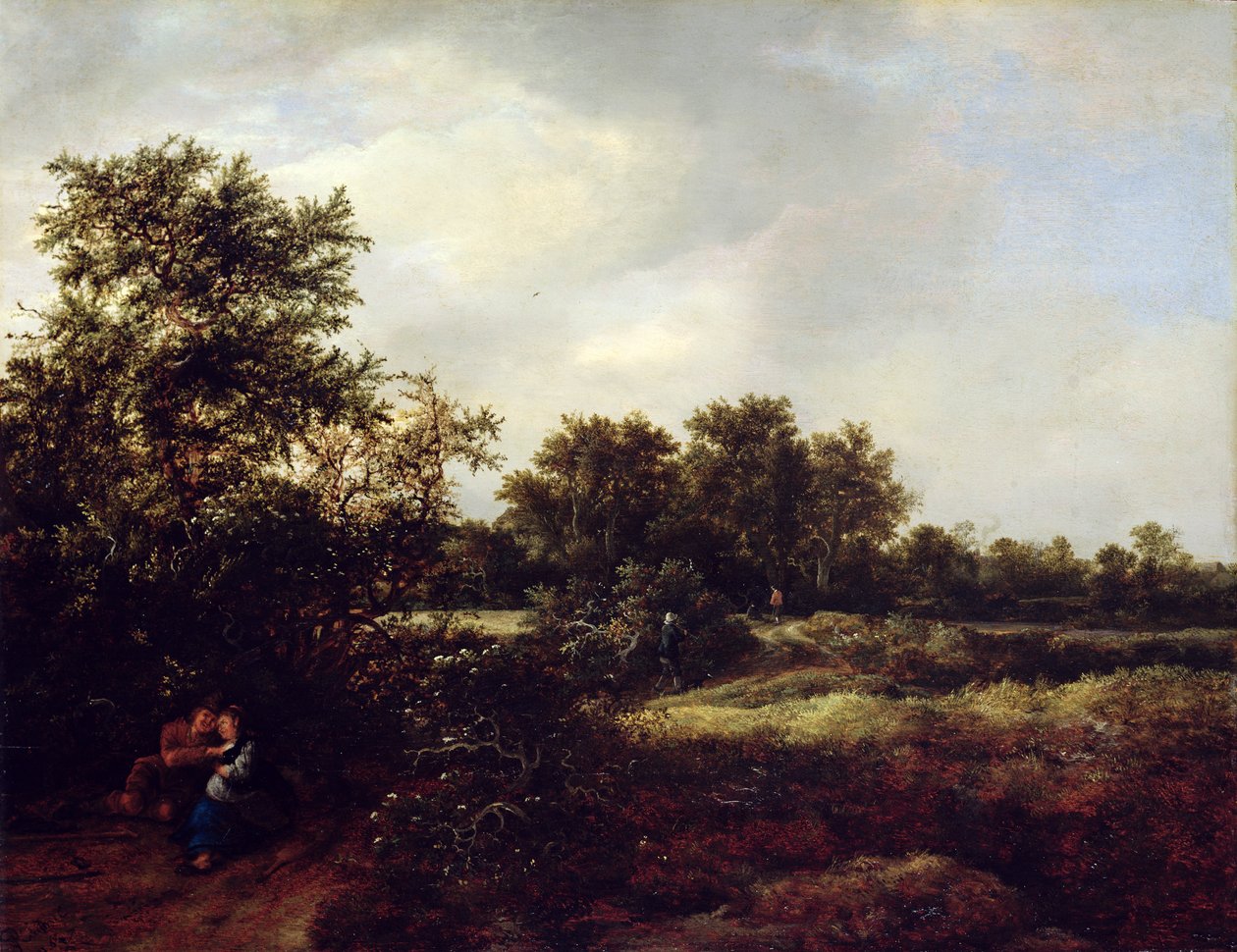 Dűne táj szerelmesekkel, 1647 alkotó: Jacob van Ruisdael
