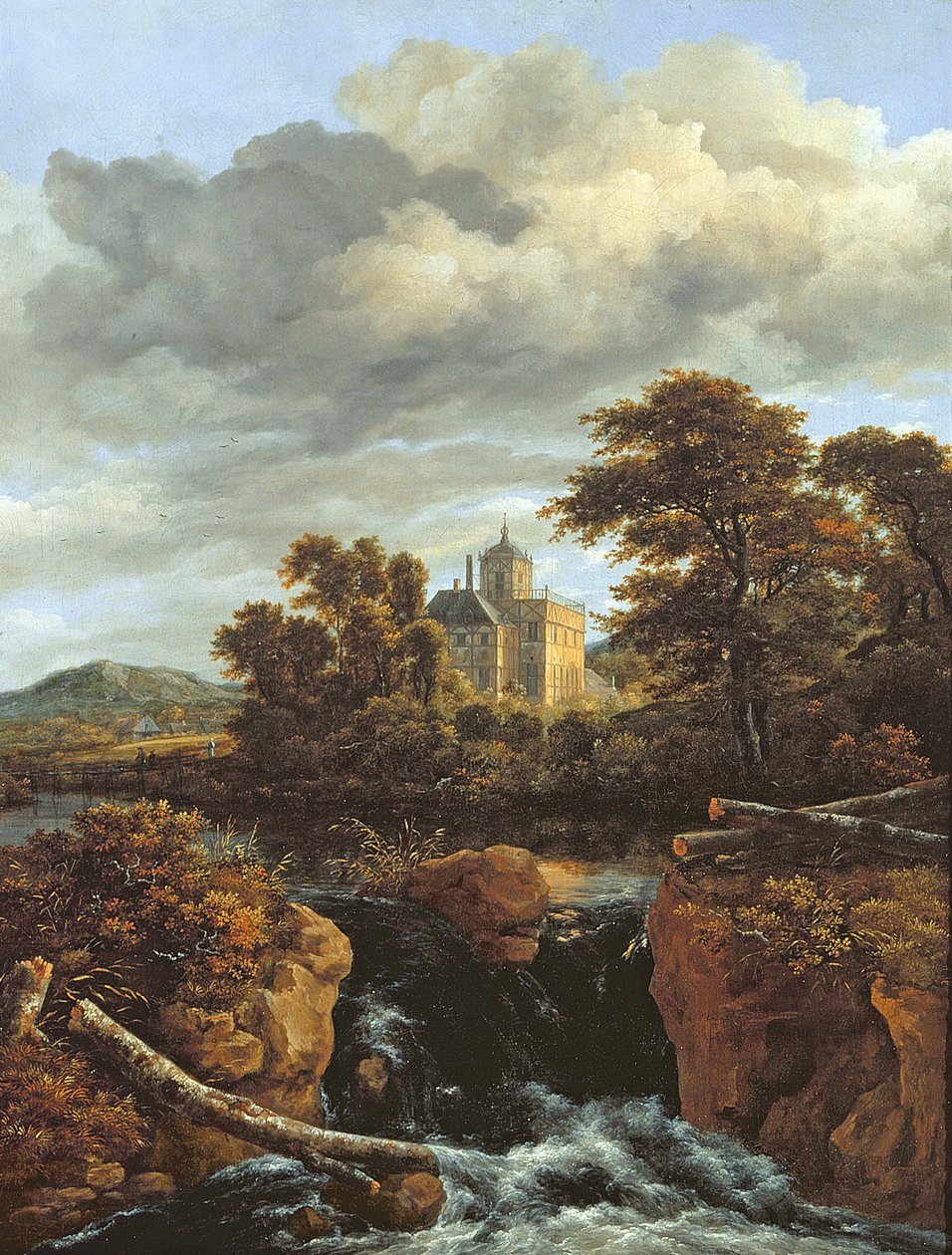Táj vízeséssel és várral, 1670 körül alkotó: Jacob van Ruisdael