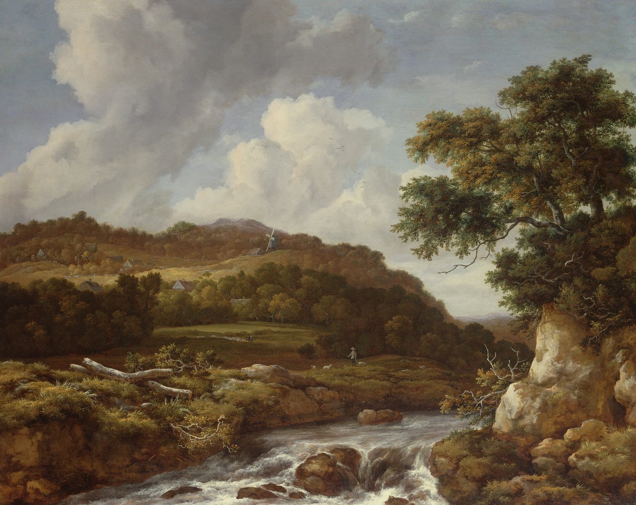 Hegyvidéki táj egy torrenttel alkotó: Jacob van Ruisdael