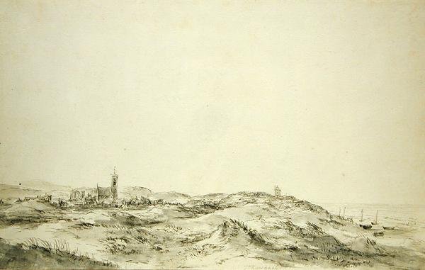 A dűnék a Wijk aan Zee-nél (fekete kréta és szürke tinta papíron) alkotó: Jacob van Ruisdael