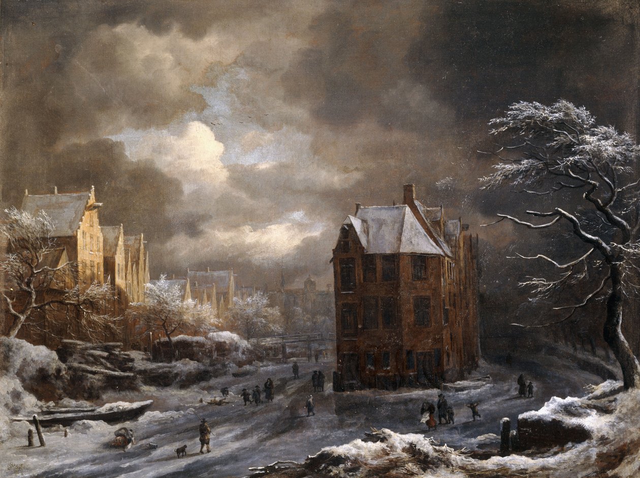 Kilátás a Hekelveldre, Amszterdam, télen, délre nézve, alkotó: Jacob van Ruisdael