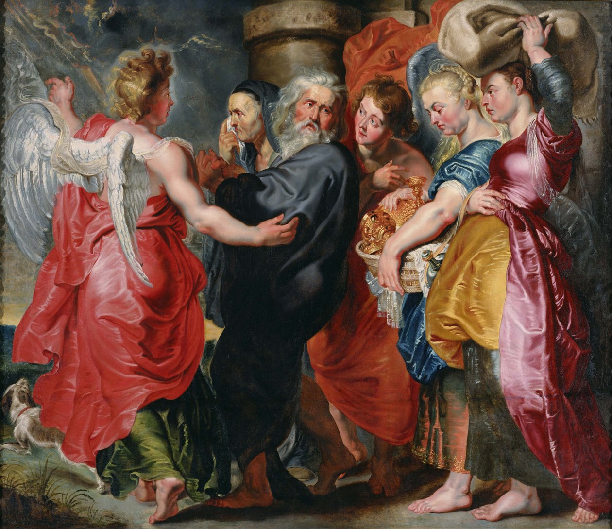 Lót és családja elhagyja Szodomát (Rubens kompozíciója alapján). alkotó: Jacob Jordaens