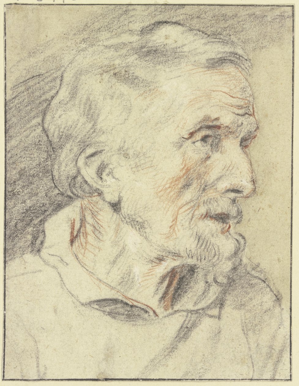 Egy idős férfi mellképét ábrázoló, jobbra néző profilrajz alkotó: Jacob Jordaens