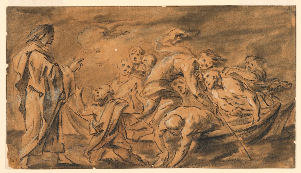 Krisztus megjelenik az apostoloknak a Galileai-tengernél (Tibériás-tó), a halak csodás víznyelőjénél alkotó: Jacob Jordaens
