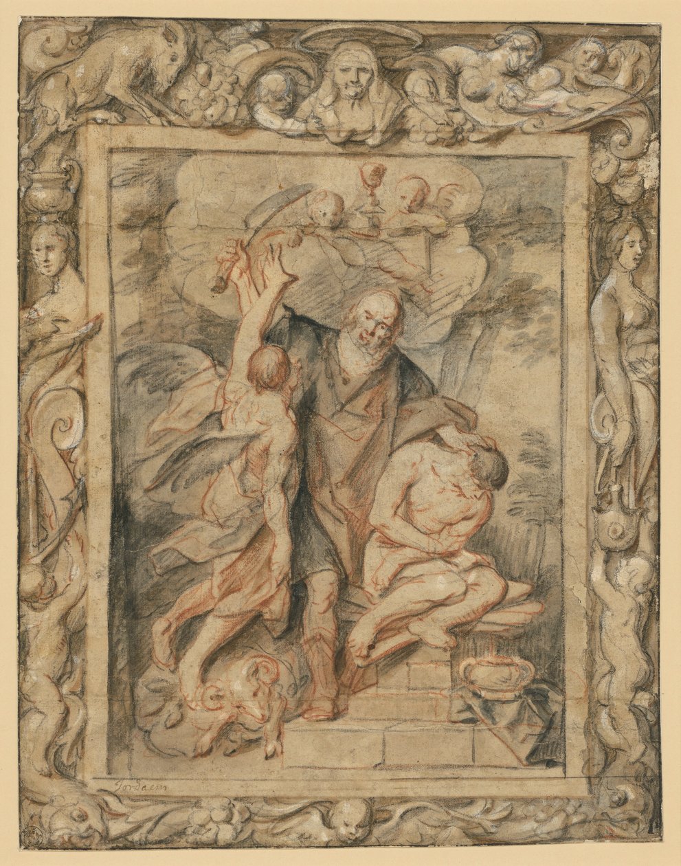 Izsák feláldozása (1Móz 22,1–12) egy figurális szegélyen alkotó: Jacob Jordaens