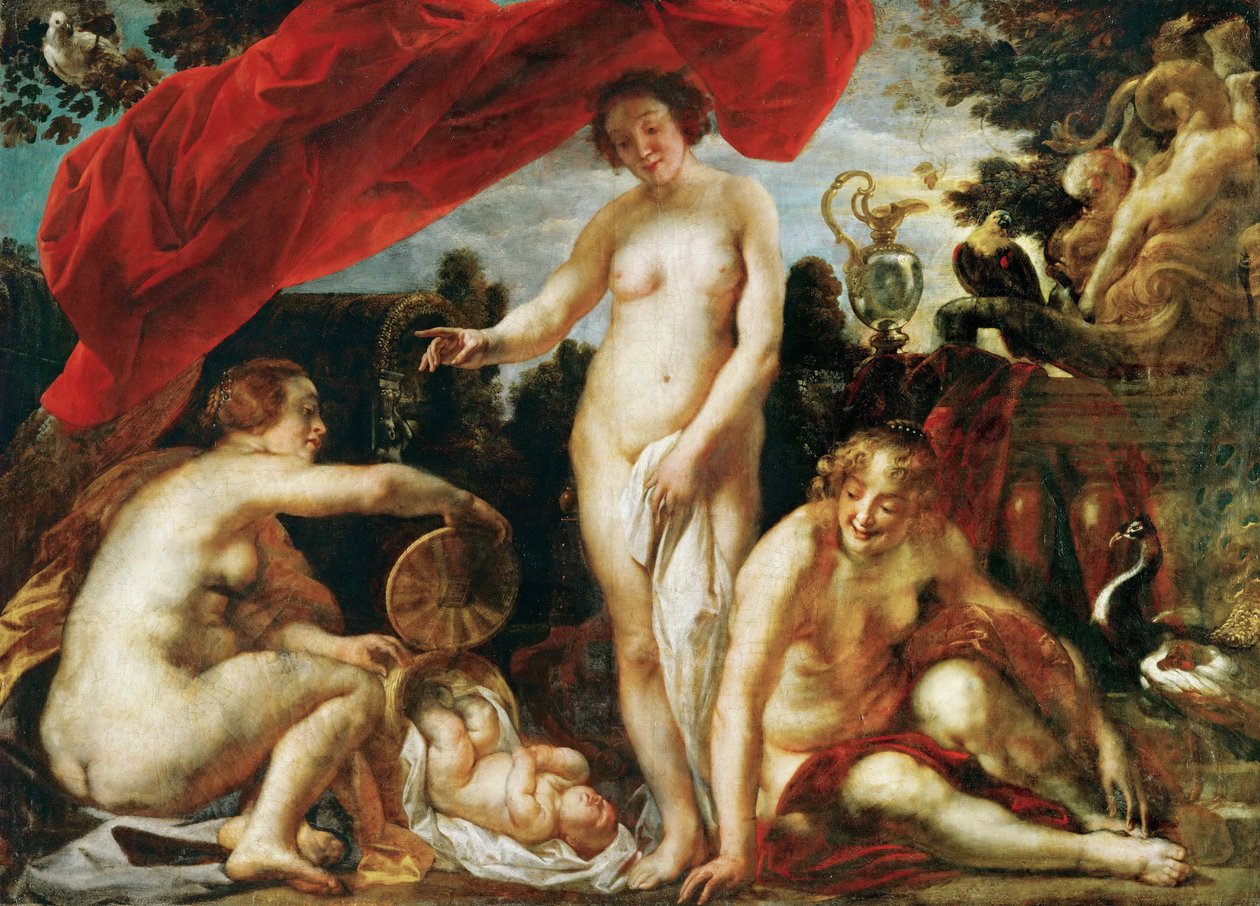 Kekrops lányai megtalálják a kis Erichthoniast alkotó: Jacob Jordaens