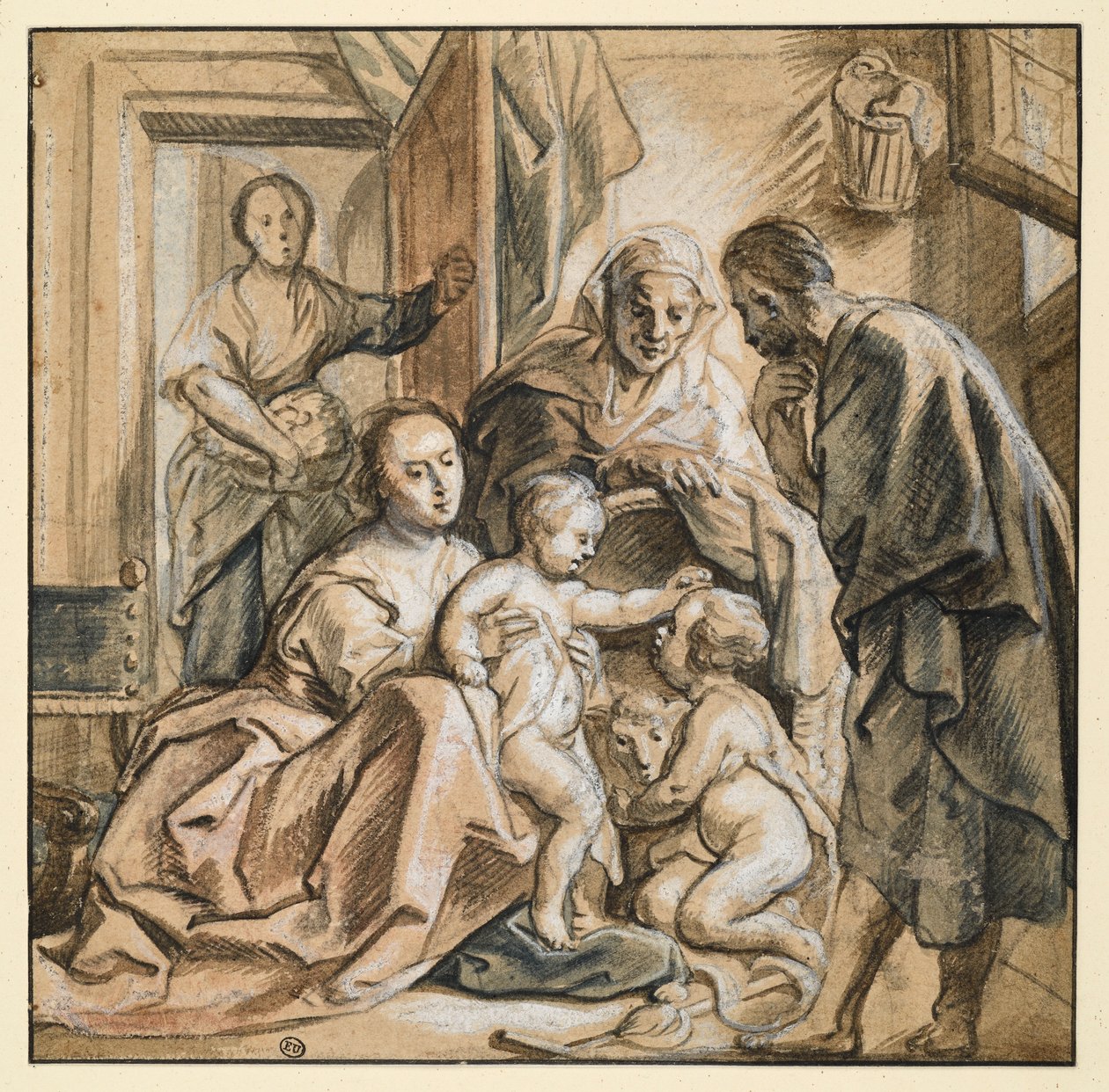 A Szent Család Erzsébettel és a gyermek Keresztelő Szent Jánossal alkotó: Jacob Jordaens
