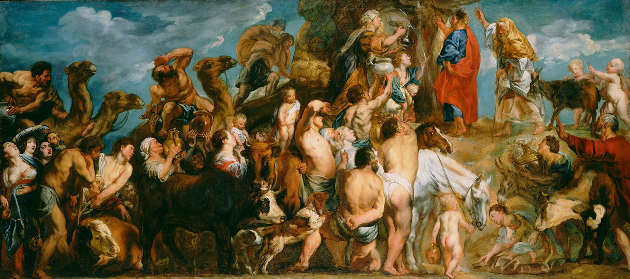 Mózes vizet fakaszt a sziklából alkotó: Jacob Jordaens