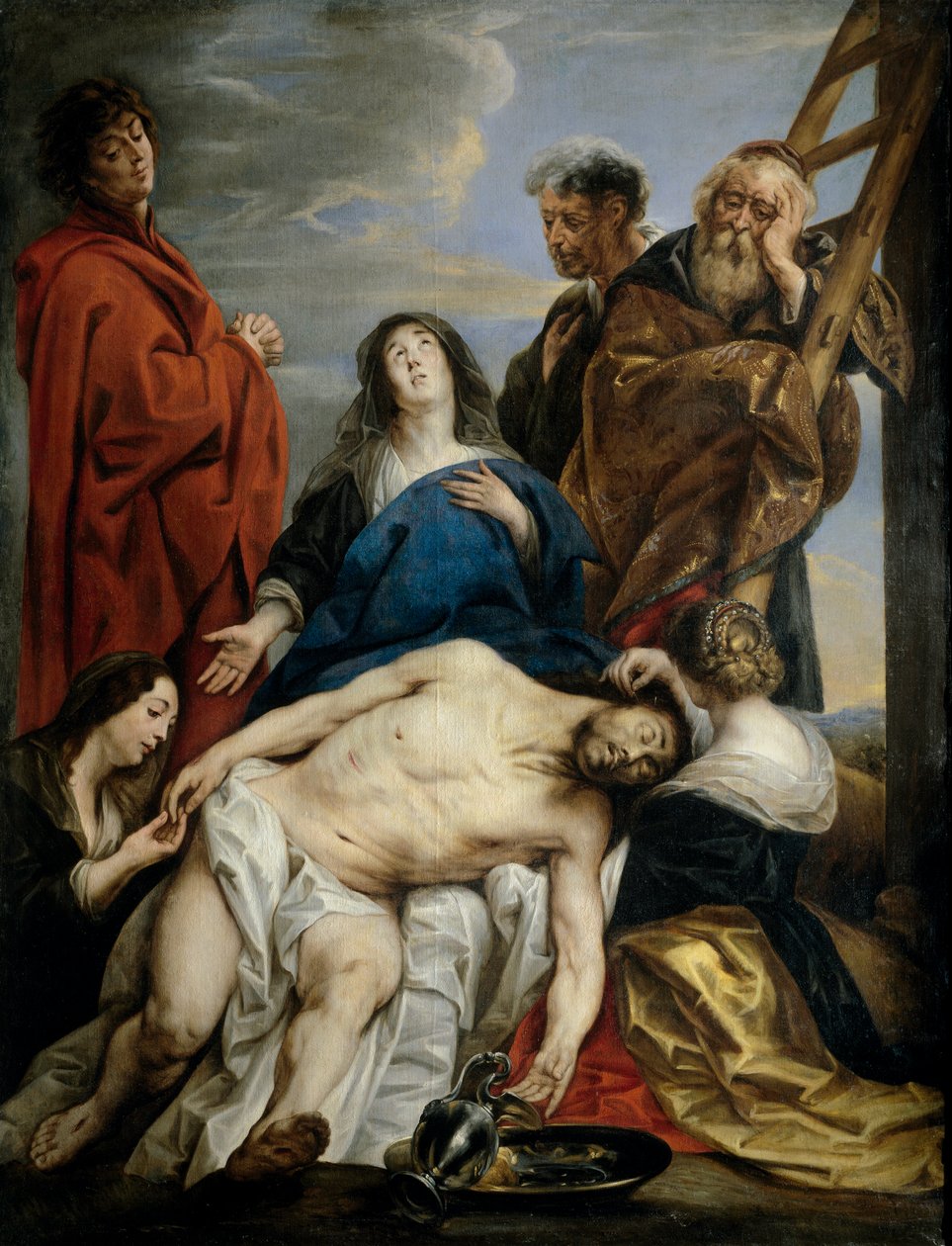 "Pieta" Jacob Jordaens (1593-1678) festménye - 1650-1660 - Olaj, vászon Mérete 221x169 cm Museo del Prado, Madrid alkotó: Jacob Jordaens