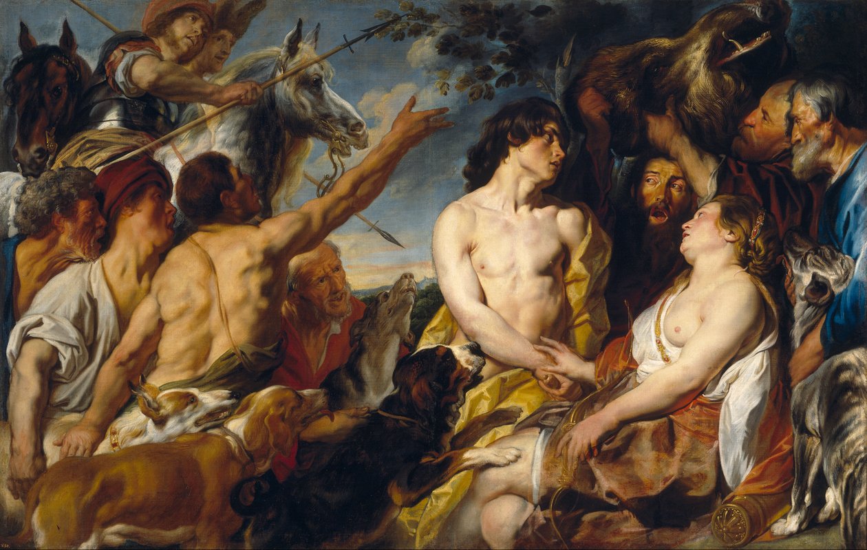 Plexippus és Toxeus ellopják Atalantától a kaledóniai vadkan fejét, amelyet Meleager adott neki (Ovidius, Met. VIII, 260-444). alkotó: Jacob Jordaens