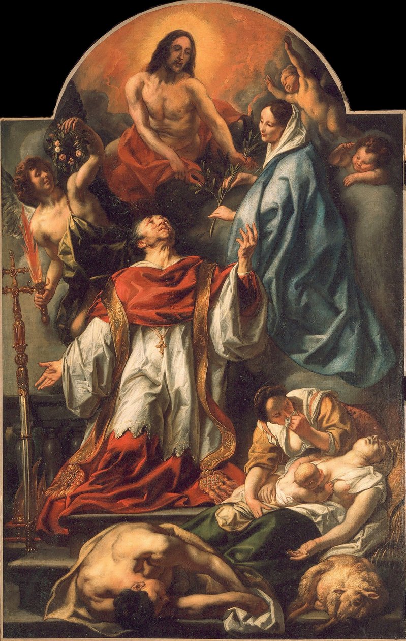 Borromeo Szent Károly a pestis áldozatai között, 1655. alkotó: Jacob Jordaens