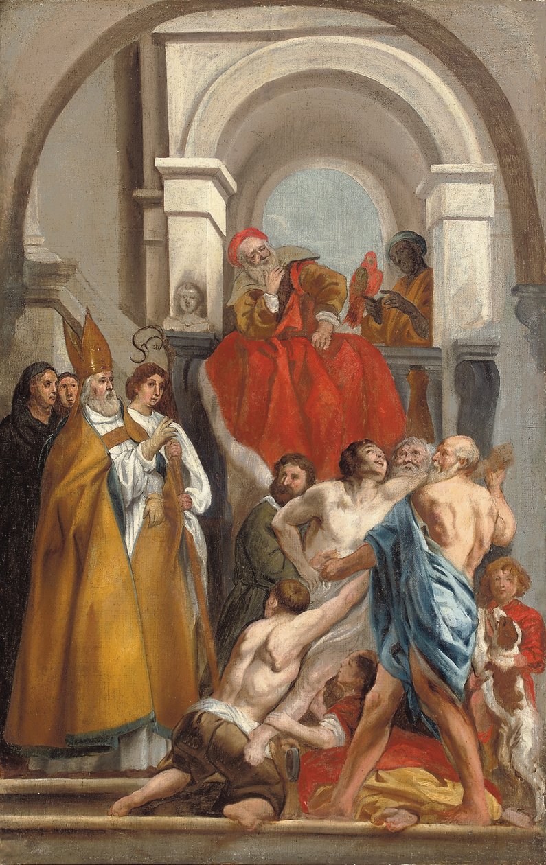 Szent Márton megszállott embert gyógyít alkotó: Jacob Jordaens