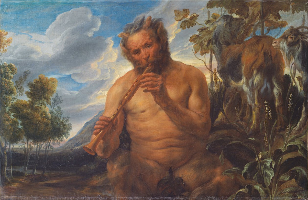 Satyr Playing the Pipe Jupiters Gyermekkora, 1639 körül alkotó: Jacob Jordaens
