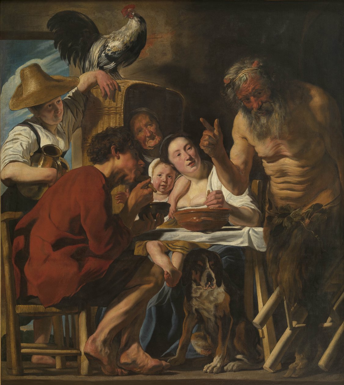Szatír és parasztcsalád alkotó: Jacob Jordaens