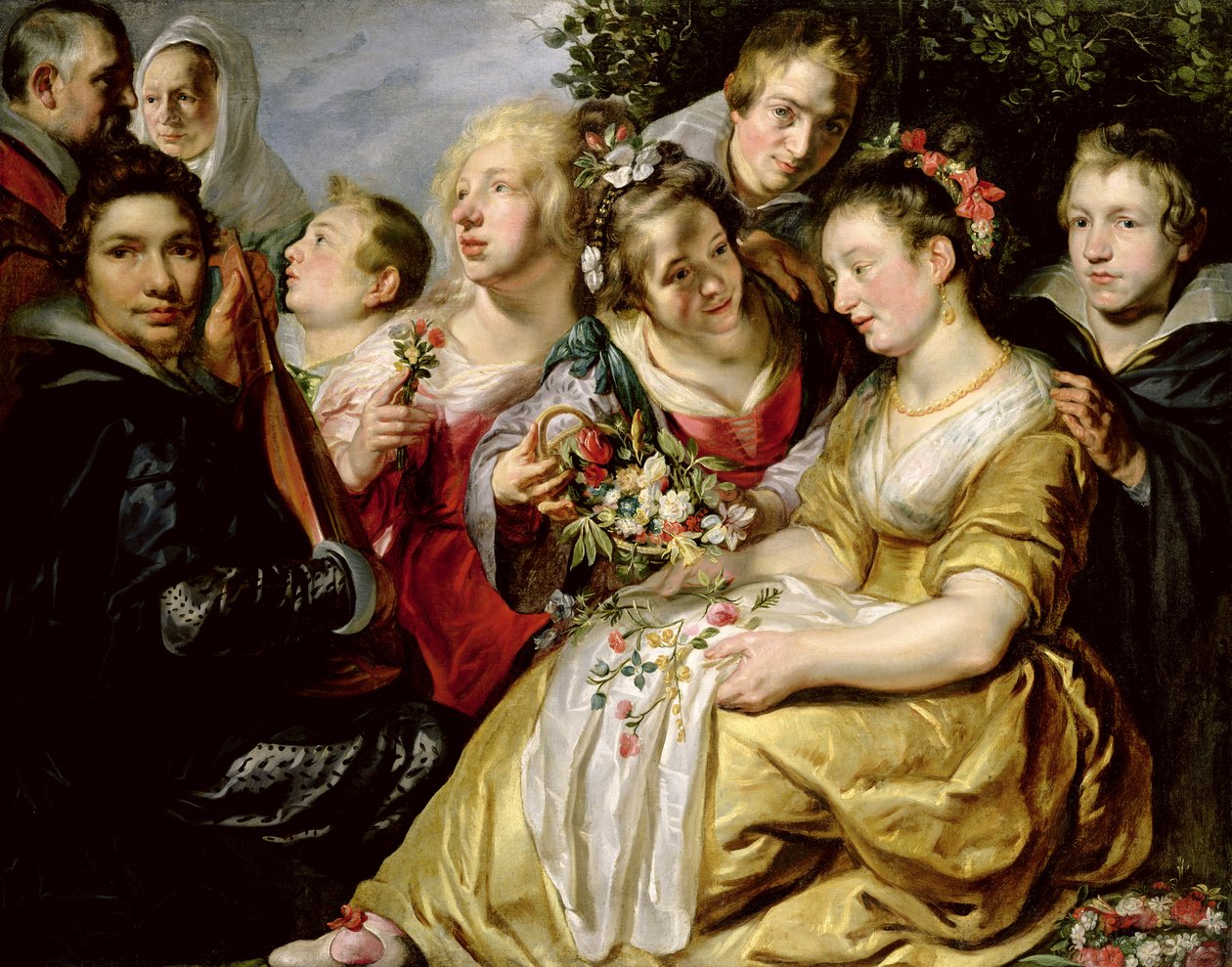 A művész apósa, Adam Van Noort családjával, 1616 körül alkotó: Jacob Jordaens