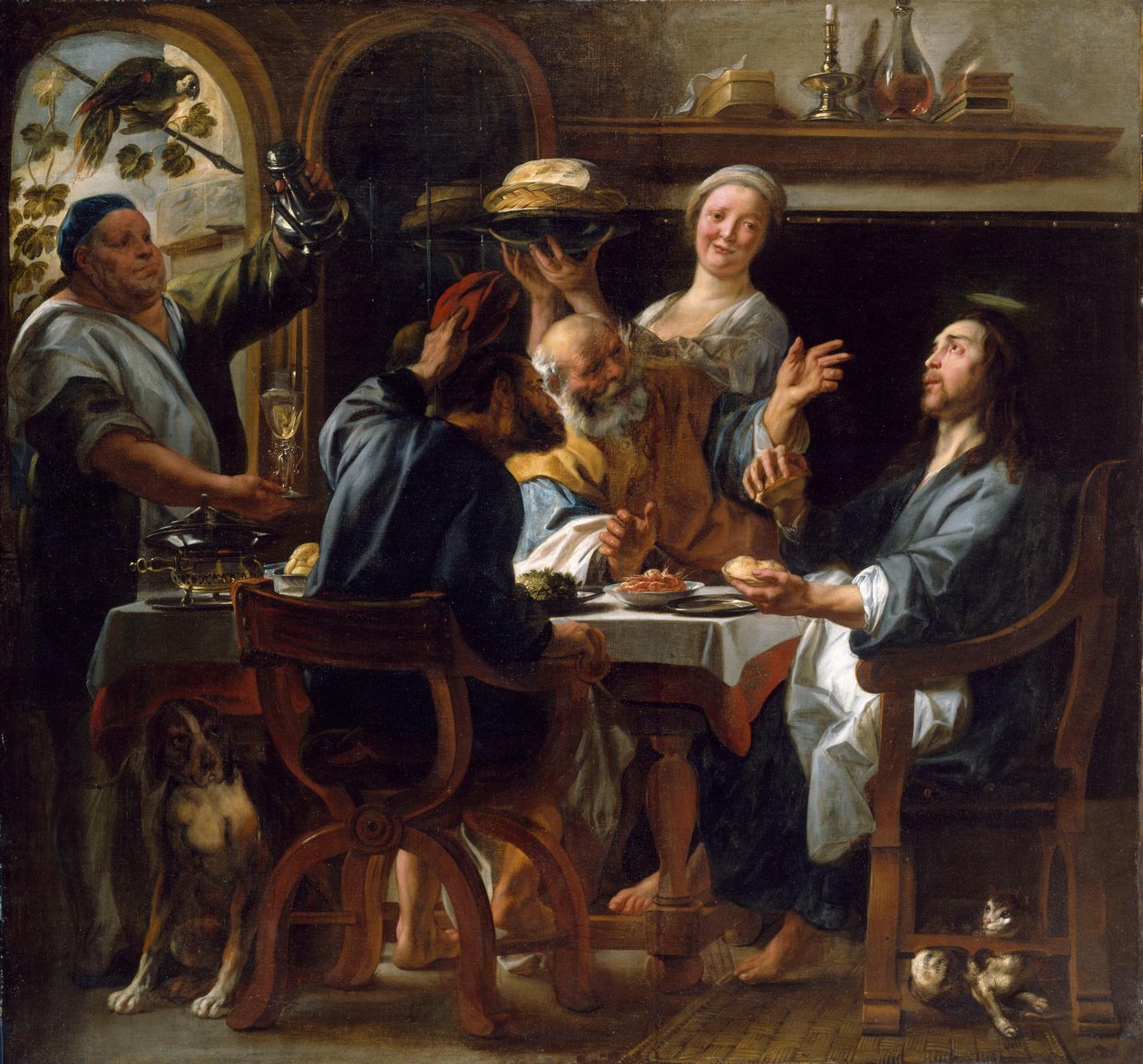 Vacsora Emmauszban alkotó: Jacob Jordaens