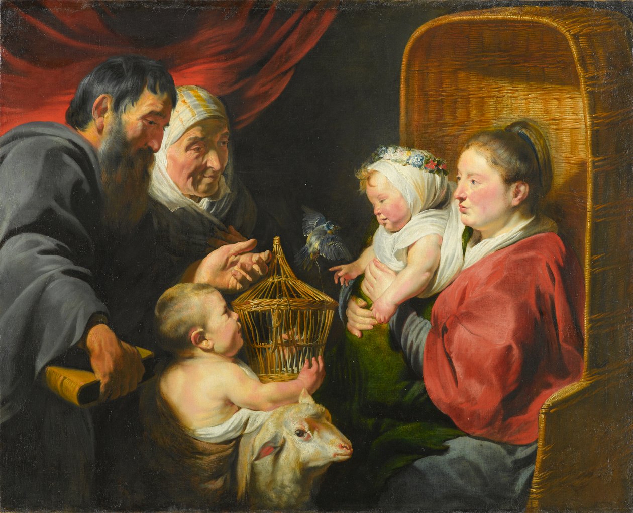 Szűz és gyermek Szent Jánossal és szüleivel, 1617-1618 körül alkotó: Jacob Jordaens