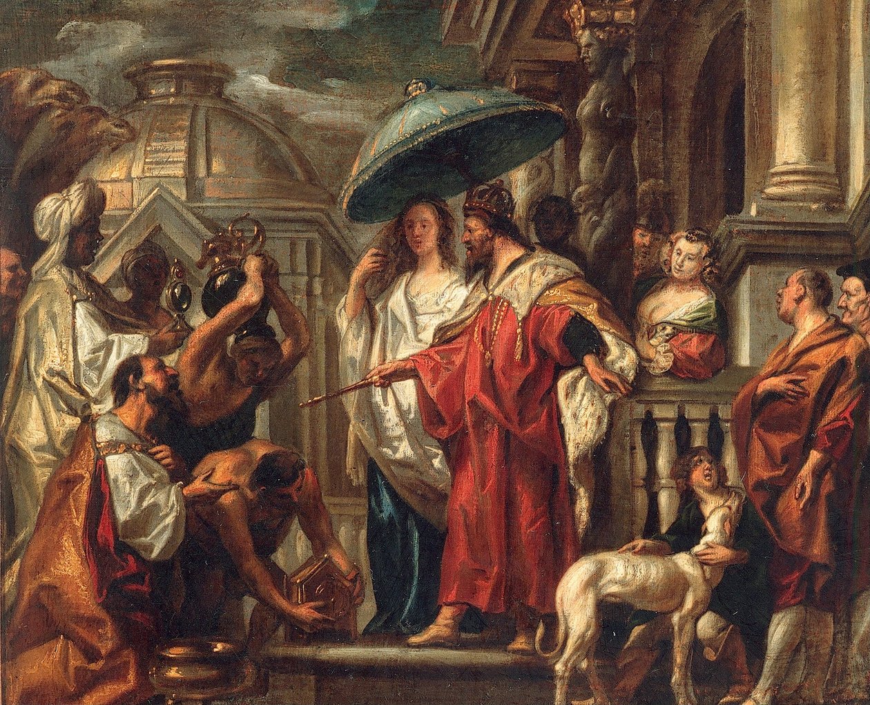 Harun al-Rashid kalifa tisztelgése Nagy Károly előtt, 1663 körül. alkotó: Jacob Jordaens