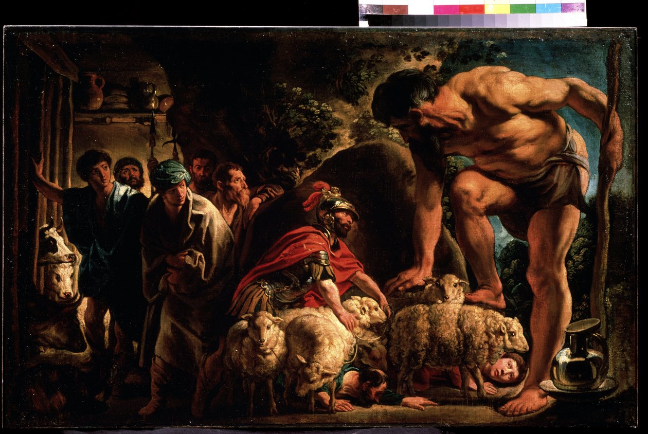 Jacob Jordaens (1593-1678) "Ulysses in the barben of Polyphemus" festménye Puskin Múzeum, Moszkva. alkotó: Jacob Jordaens