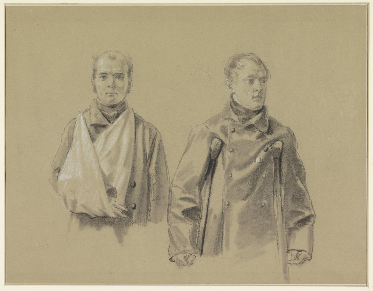 Két sebesült katona, a bal karja hevederben, a jobb mankón alkotó: Jacob Joseph Eeckhout