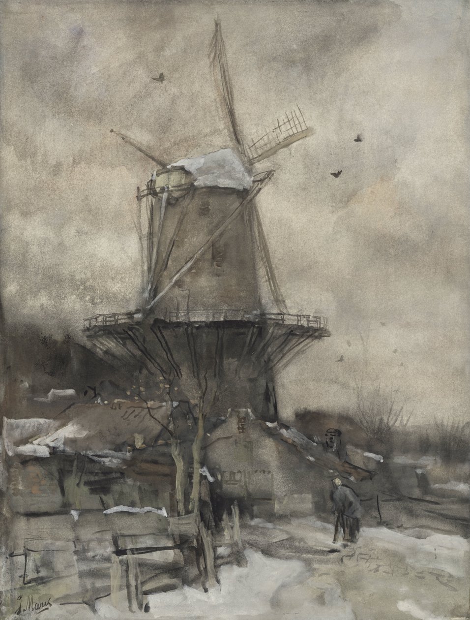 Télen szélmalom alkotó: Jacob Maris