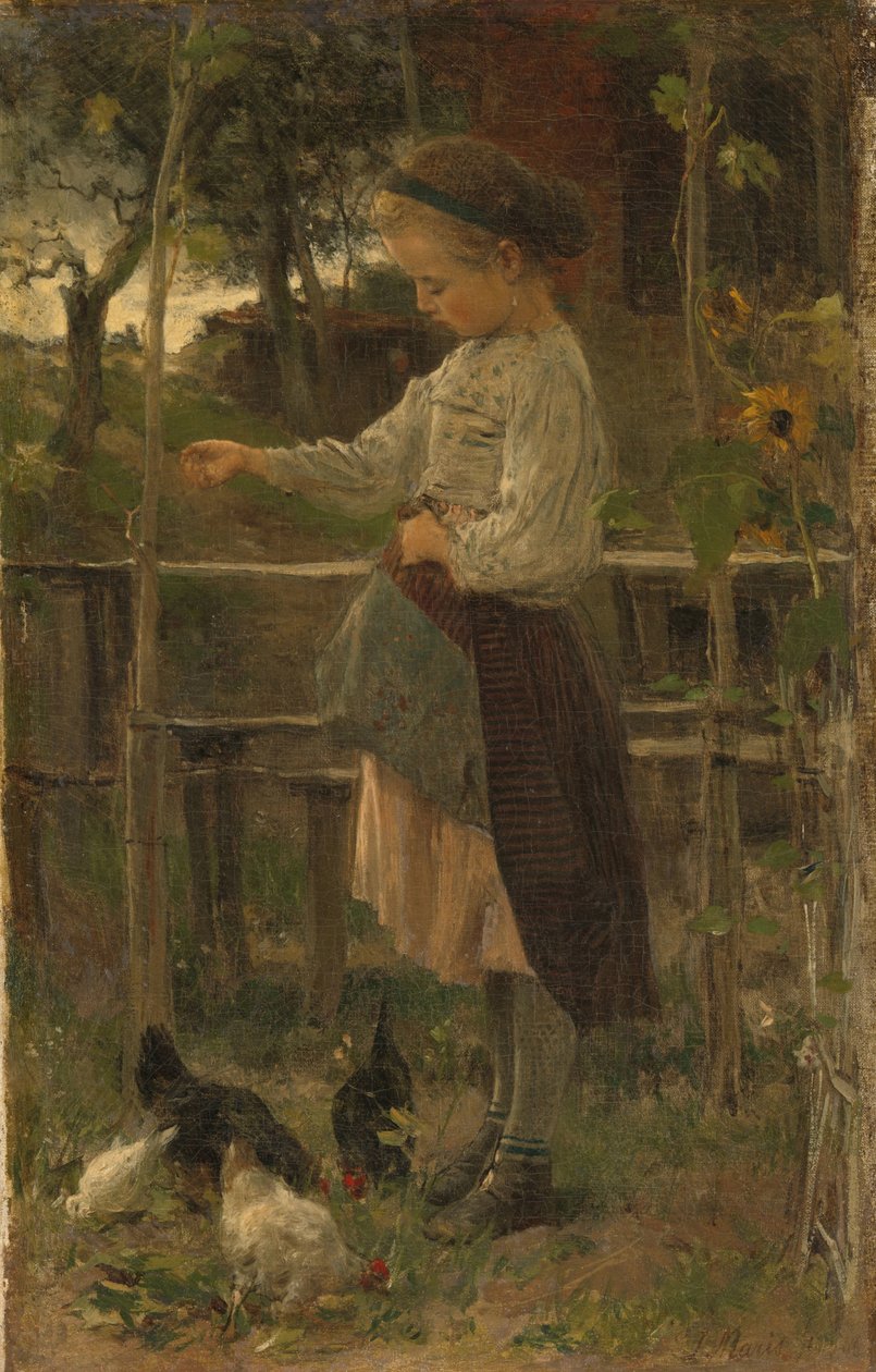 Csirkék etetése alkotó: Jacob Maris