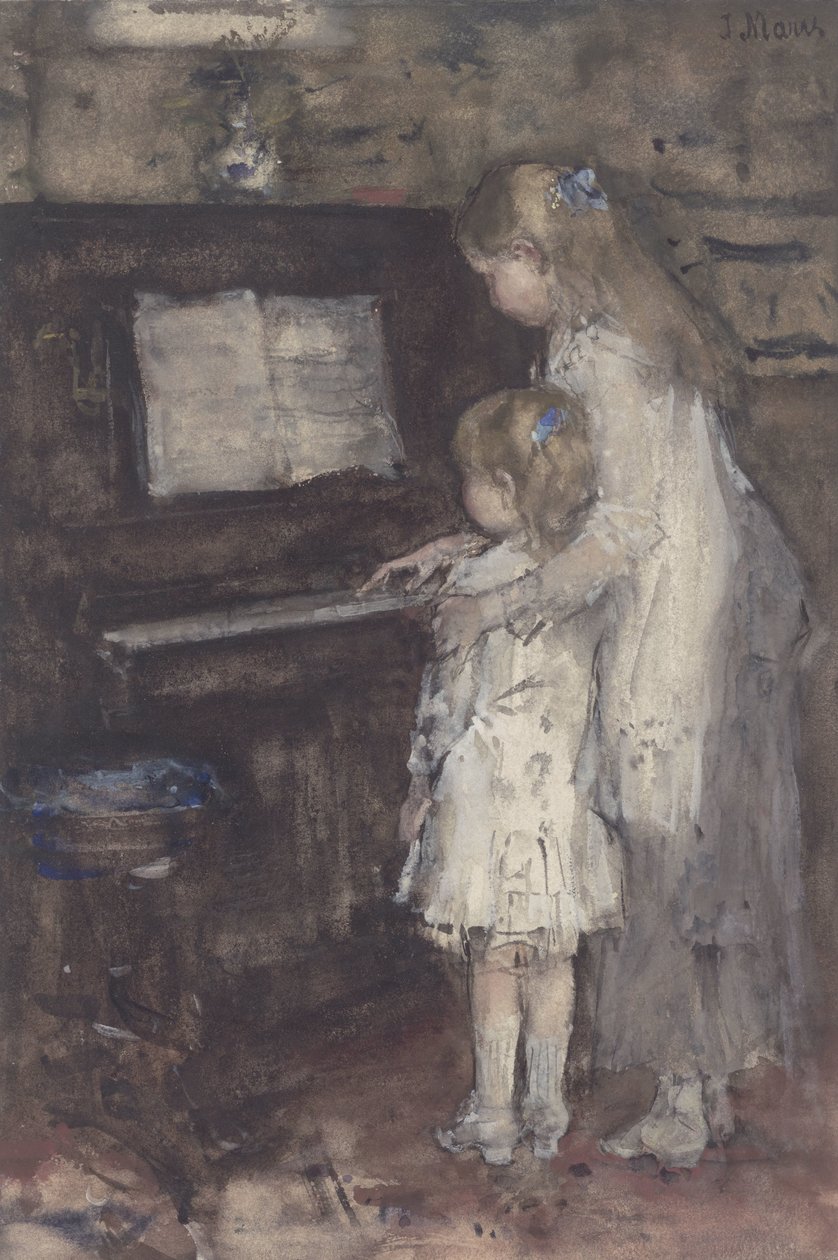 Két lány a zongoránál alkotó: Jacob Maris