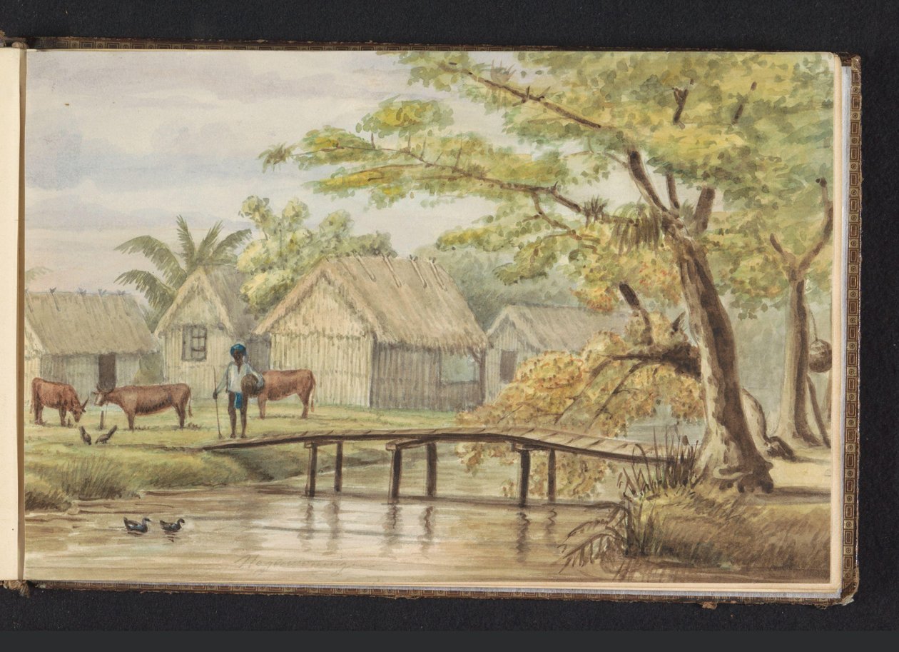 Rabszolgalakások a kávéültetvényen Sorgvliet Rabszolgalakás (cím az objektumon) A fekete házak képe a pl(antage) Sorgvliet (cím az objektumon) Album Suriname rajzaival, 5. (50) oldal (sorozat címe) alkotó: Jacob Marius Adriaan Martini van Geffen