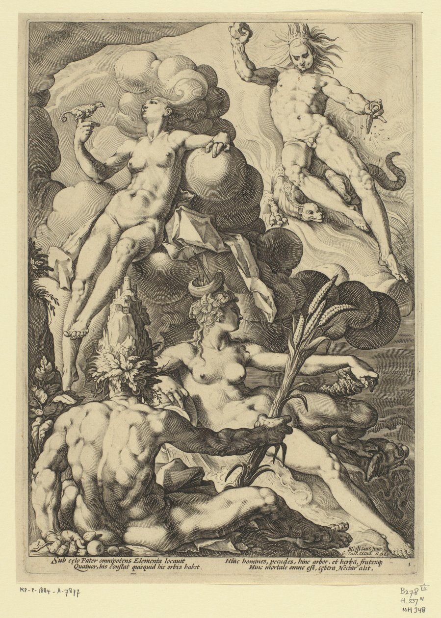 A négy elem Mitológiai és allegorikus ábrázolások (sorozat címe) alkotó: Jacob Matham (attributed to)
