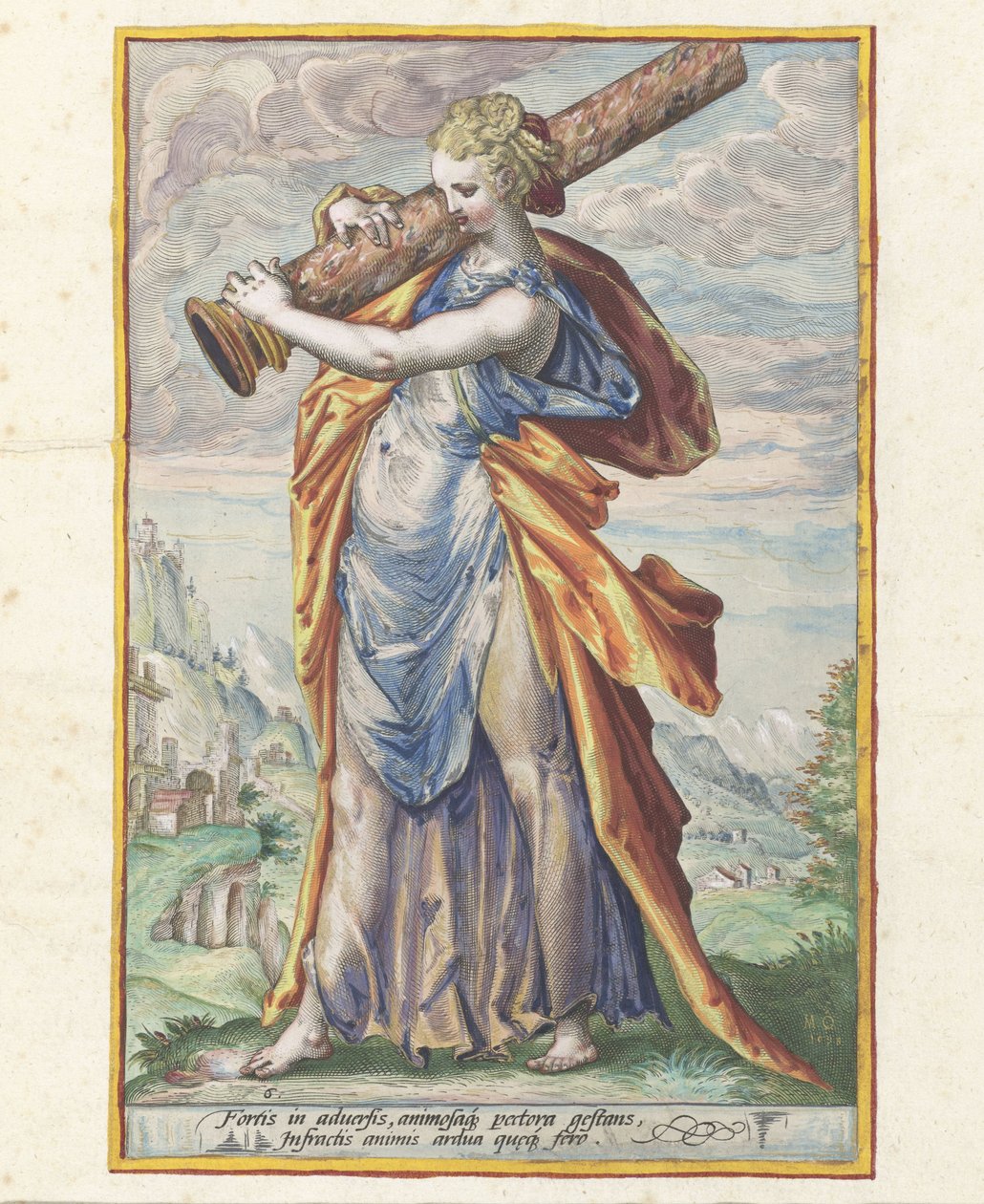 Erő (Fortitudo) Az erények (sorozat címe) alkotó: Jacob Matham (attributed to)