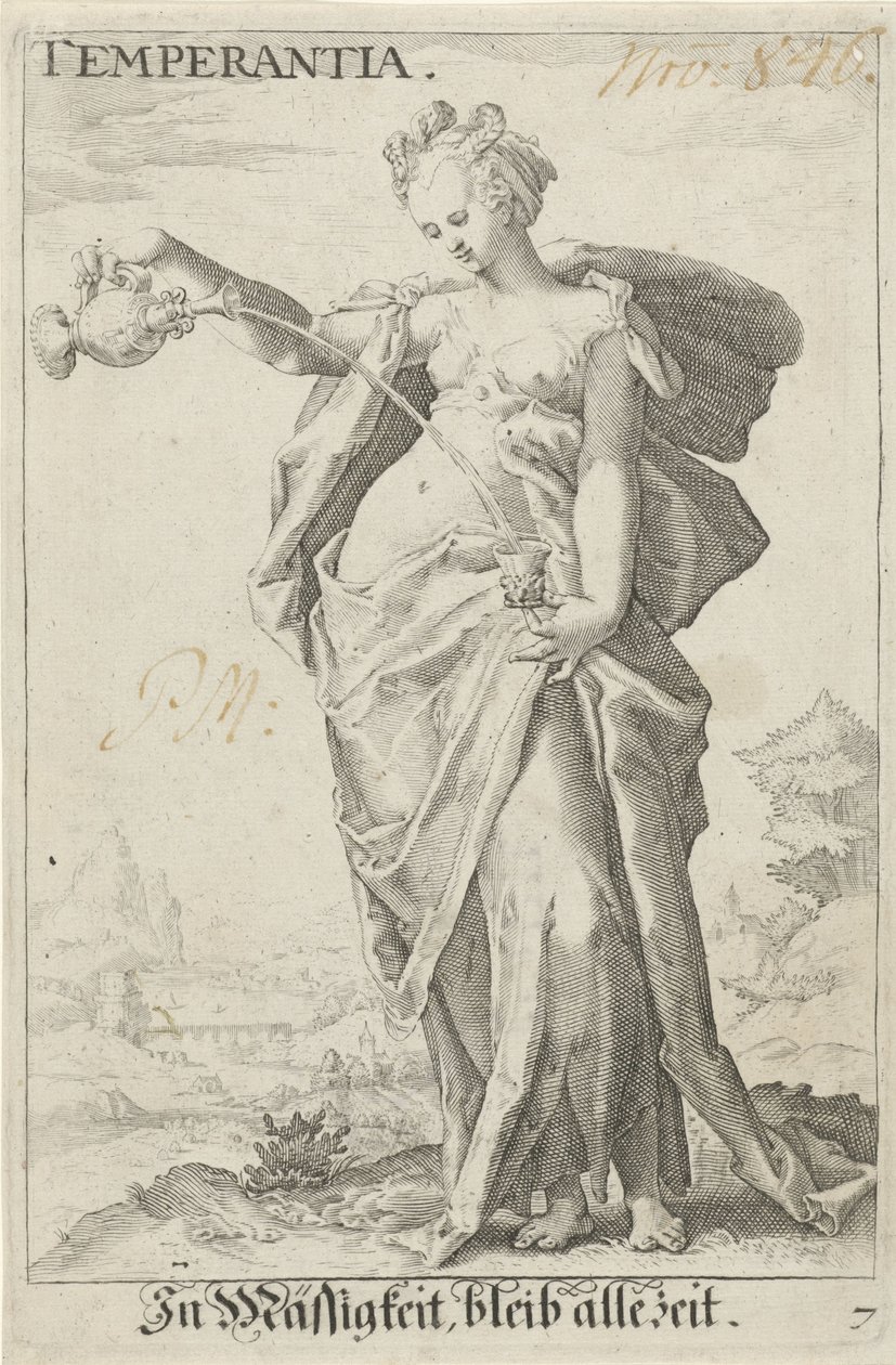 Matigheid (mérséklet) Mérséklet (cím a tárgyon) alkotó: Jacob Matham (attributed to)