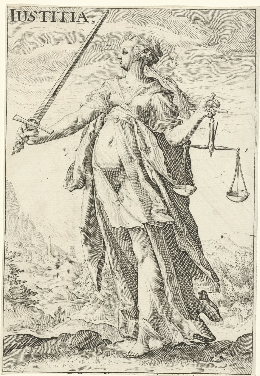 Igazságszolgáltatás (Justitia) Iustitia (cím a tárgyon) alkotó: Jacob Matham (attributed to)