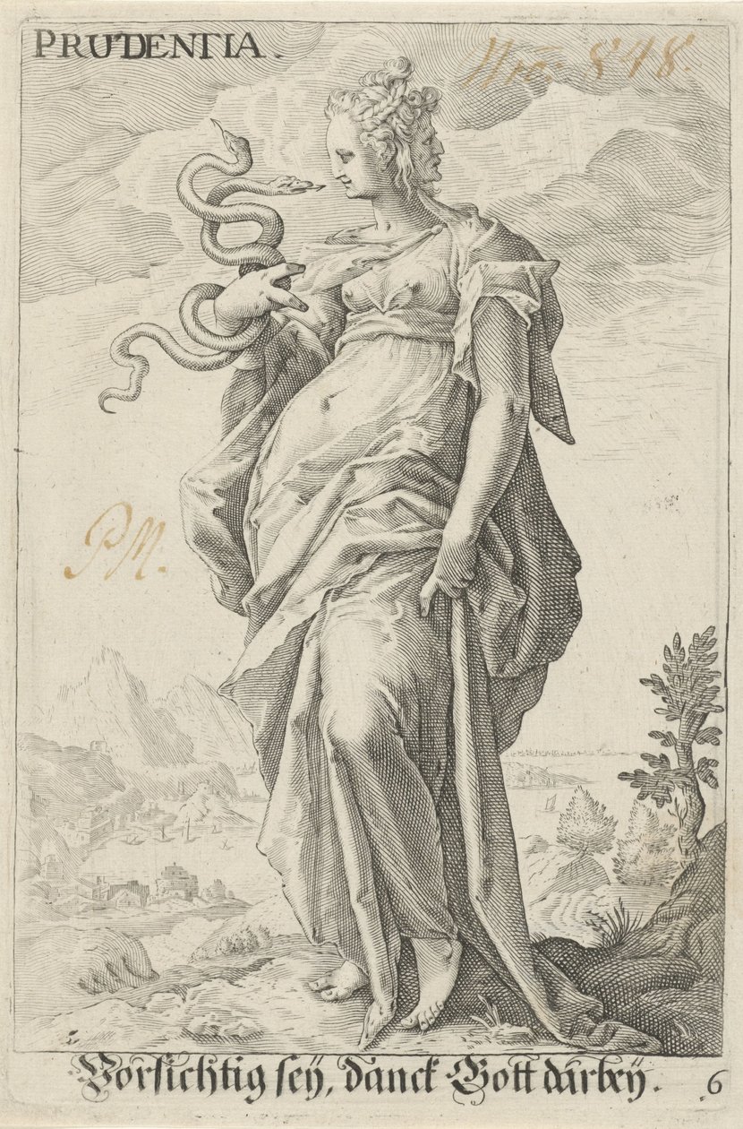 Vigyázat (Prudentia) Prudentia (cím a tárgyon) alkotó: Jacob Matham (attributed to)