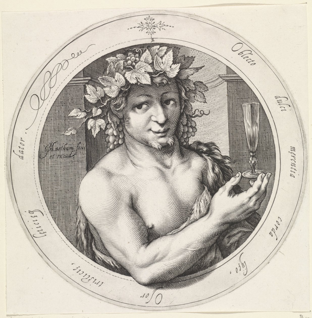 Bacchus üveggel Vénusz, Bacchus és Ceres (sorozat címe) alkotó: Jacob Matham