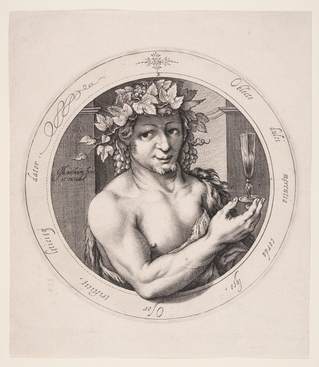 Bacchus, 2. tábla a Három isten sorozatból alkotó: Jacob Matham
