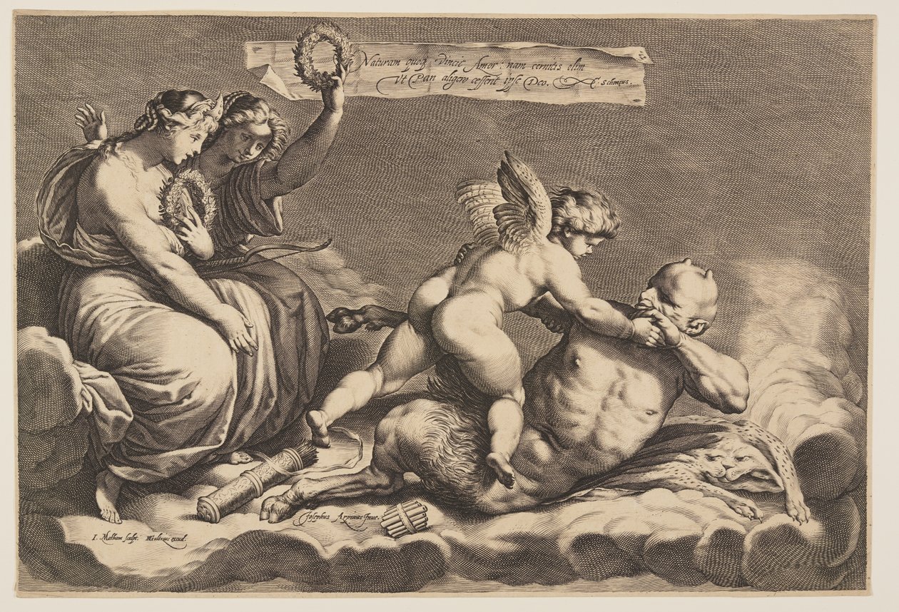 Cupido szelídítése Pan alkotó: Jacob Matham