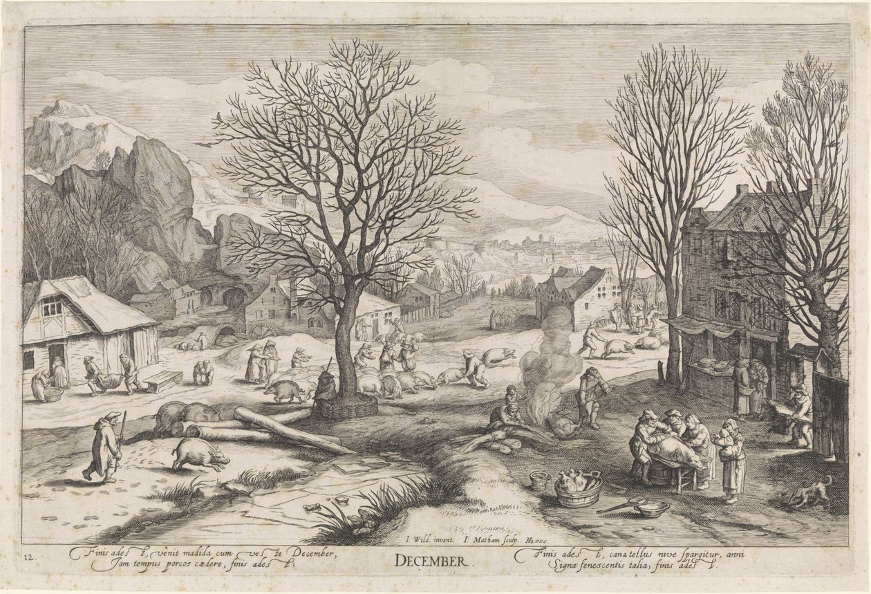 December (cím a tárgyon) A tizenkét hónap (sorozat címe) alkotó: Jacob Matham