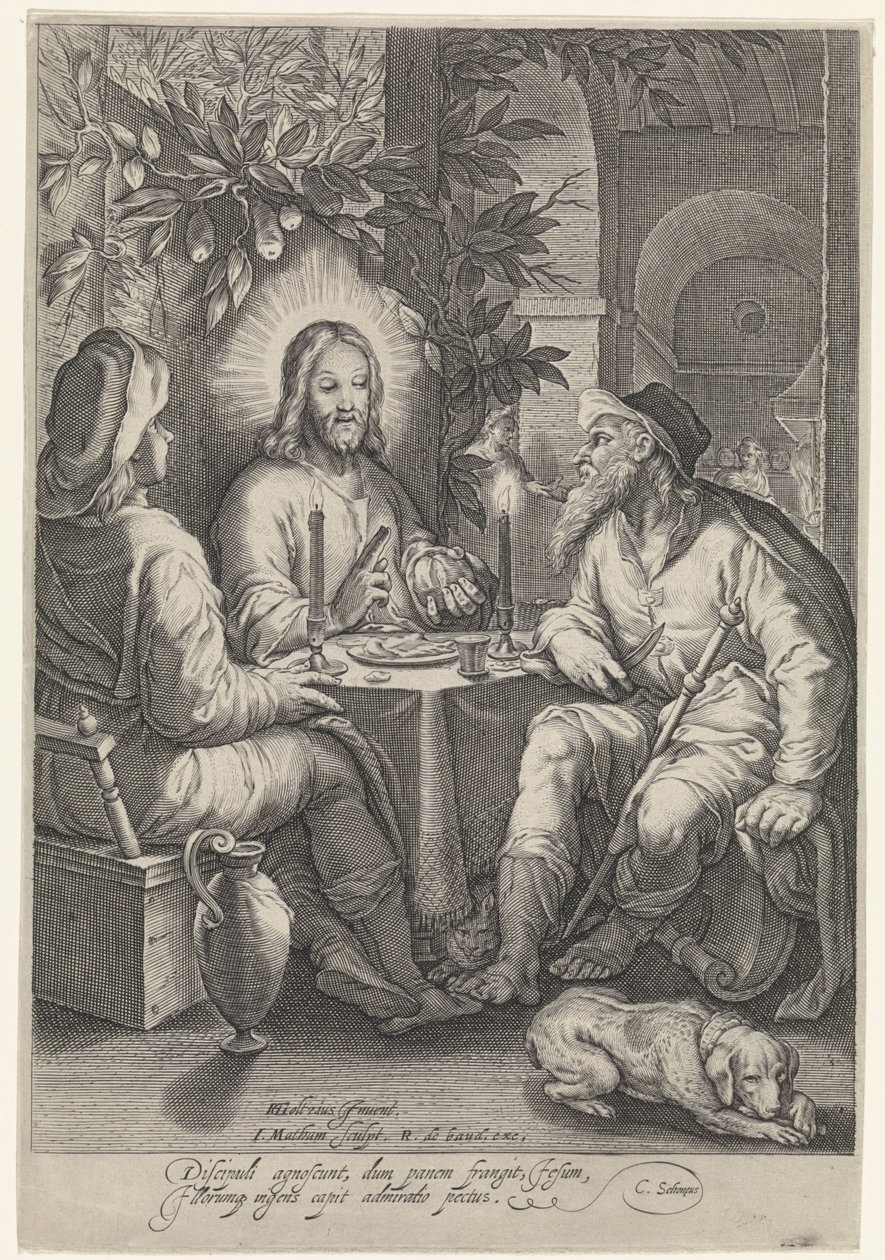Étkezés Emmausban alkotó: Jacob Matham