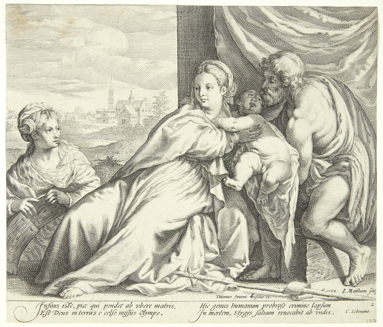 Madonna és gyermeke Keresztelő Szent Jánossal és Szent Katalinnal alkotó: Jacob Matham
