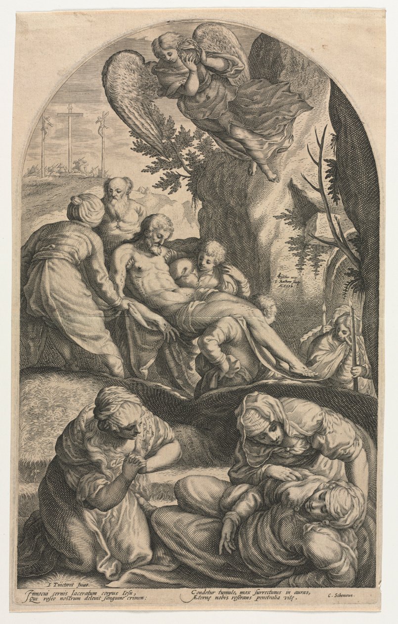 Krisztus tanítványai, akik testét a sírhoz viszik, 1594. alkotó: Jacob Matham