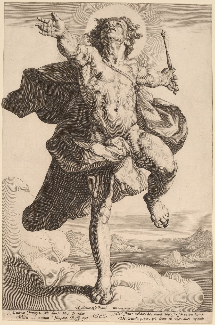 Apollo mint Sol alkotó: Jacob Matham, after Cornelis Cornelisz van Haarlem