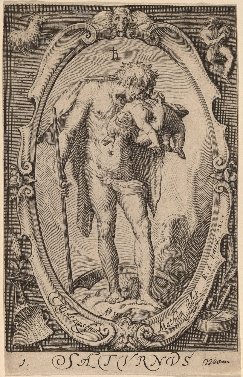 Szaturnusz alkotó: Jacob Matham after Hendrik Goltzius